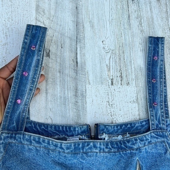 SUNSHINE Apparel Y2K Jean Dress Size 1X 100%‎ Cotton Embroidered Roses - Picture 5 of 16